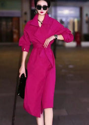 Elegant Rose Peter Pan Collar Tie Waist Cotton Trench Fall