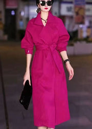 Elegant Rose Peter Pan Collar Tie Waist Cotton Trench Fall