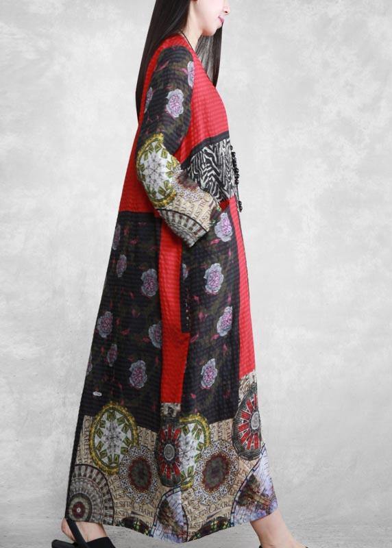 Elegant V Neck Long Sleeve Spring Tunic Pattern Outfits Print Kaftan Dresses - bagstylebliss