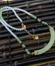 Elegant White Coloured Glaze Jade Yingluo Graduated Bead Necklace