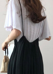 Elegant White O-Neck Cotton Blouse T Shirt Flare Sleeve