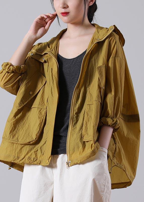 Elegant Yellow Loose UPF 50+ Coat Jacket Hoodie Coat Summer - bagstylebliss