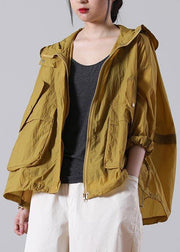 Elegant Yellow Loose UPF 50+ Coat Jacket Hoodie Coat Summer - bagstylebliss