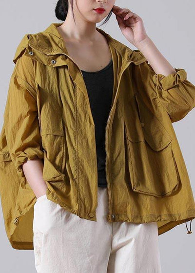 Elegant Yellow Loose UPF 50+ Coat Jacket Hoodie Coat Summer - bagstylebliss