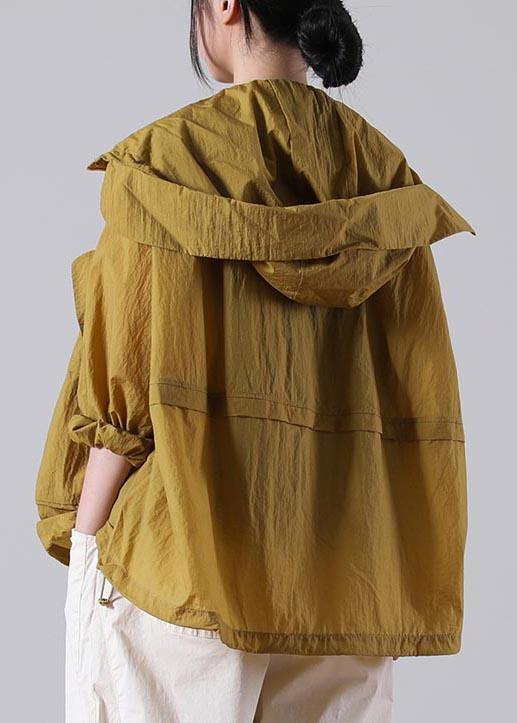 Elegant Yellow Loose UPF 50+ Coat Jacket Hoodie Coat Summer - bagstylebliss