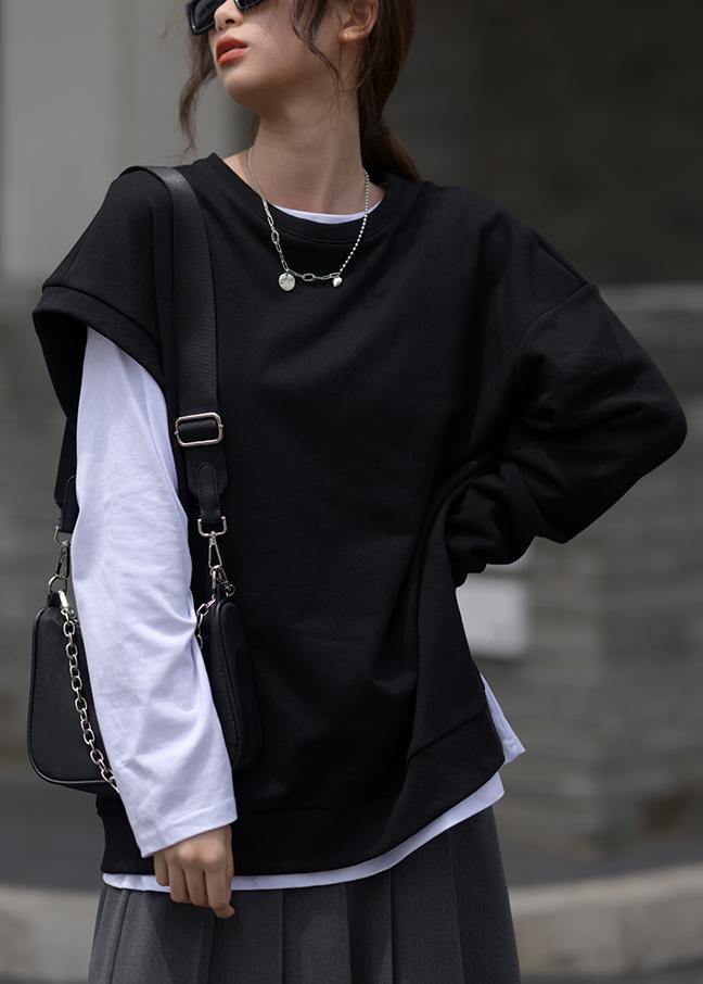 Elegant black clothes For Women o neck asymmetric top - bagstylebliss