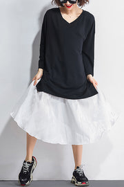 Elegant black cotton patchwork chiffon clothes Metropolitan Museum Ideas o neck Kaftan Summer Dress