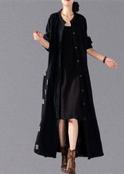 Elegant black plaid Coats Women oversize long winter coat fall lapel patchwork - bagstylebliss