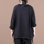 Elegant black shirts women o neck oversized fall blouses - bagstylebliss