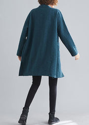 Elegant blackish green Fine casual coats women Work Outfits v neck Button coats - bagstylebliss