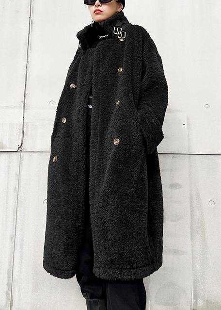 Elegant chocolate woolen coats Winter coat lapel pockets coats - bagstylebliss