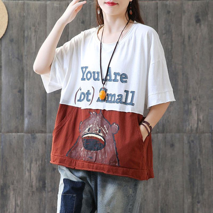 Elegant cotton blouses plus size Round Neck Summer Short Sleeve Women Tops