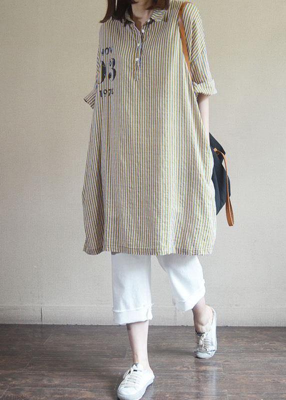 Elegant cotton clothes Korea Yellow Striped And Letter Printed Long Sleeve Shirt - bagstylebliss