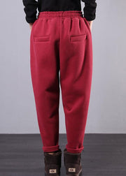 Elegant elastic waist women pants oversize red Tutorials drawstring Jeans - bagstylebliss