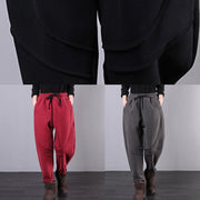 Elegant elastic waist women pants oversize red Tutorials drawstring Jeans - bagstylebliss