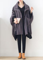 Elegant gray Fashion tunic pattern Outfits high neck zippered fall coat - bagstylebliss
