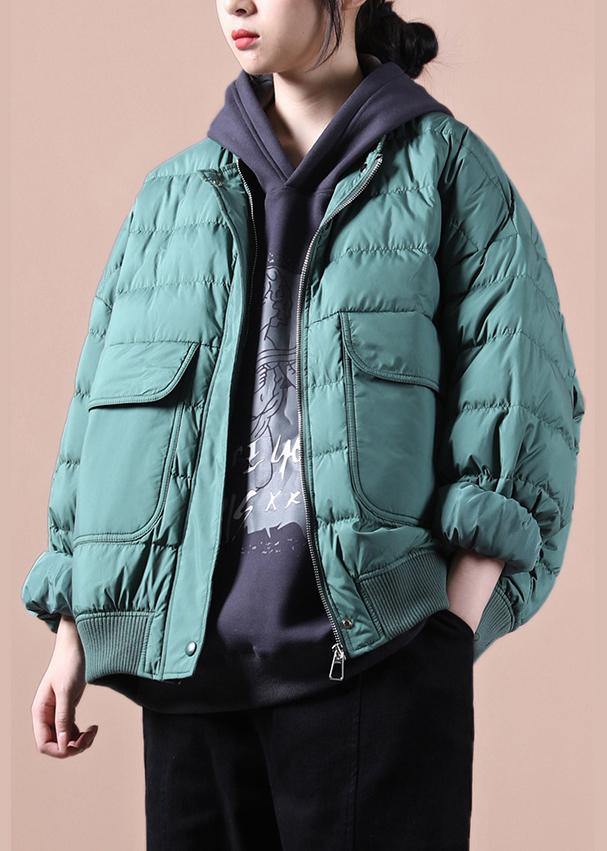 Elegant green down coat winter plus size down jacket Large pockets Elegant Jackets - bagstylebliss