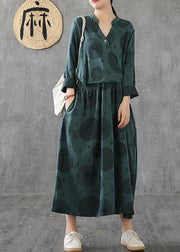 Elegant green embroidery cotton tunics for women o neck patchwork Traveling Dresses - bagstylebliss