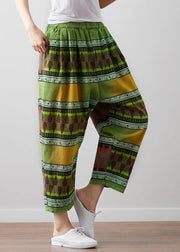 Elegant green linen pants Fitted Summer Vintage High Waist Pants - bagstylebliss
