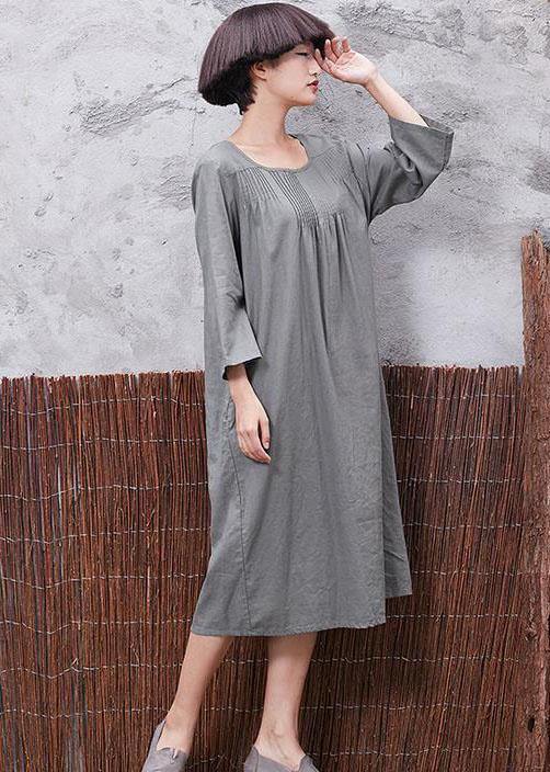 Elegant green Cinched linen Soft Surroundings bracelet sleeved Robe summer Dresses - bagstylebliss