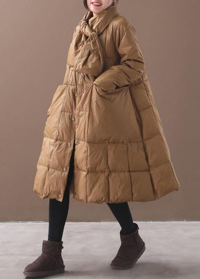 Elegant khaki winter parkas casual winter jacket hooded outwear thick - bagstylebliss