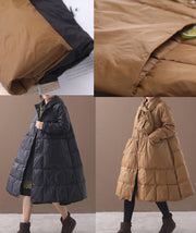 Elegant khaki winter parkas casual winter jacket hooded outwear thick - bagstylebliss