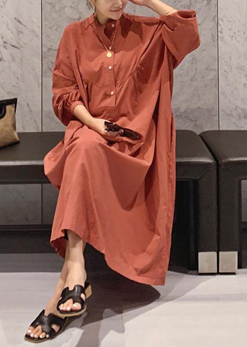 Elegant lantern sleeve cotton dresses Inspiration brown Maxi Dresses - bagstylebliss