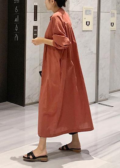 Elegant lantern sleeve cotton dresses Inspiration brown Maxi Dresses - bagstylebliss