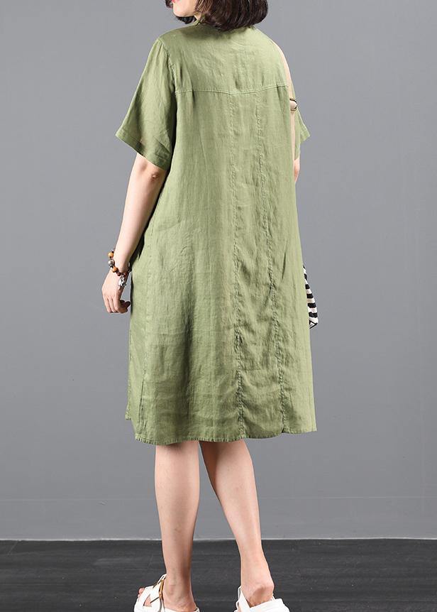 Elegant lapel Button Down summer clothes For Women Tunic Tops green Dresses - bagstylebliss