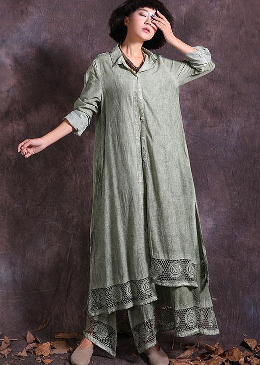 Elegant long sleeve cotton outwear green cardigan summer - bagstylebliss