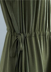 Elegant o neck sleeveless cotton Tunics Wardrobes army green Dress summer - bagstylebliss