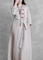 Elegant o neck tie waist Plus Size trench coat beige silhouette women coats - bagstylebliss