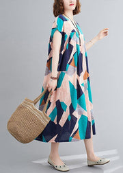 Elegant o neck Cinched summer outfit Photography blue Geometric Dress - bagstylebliss