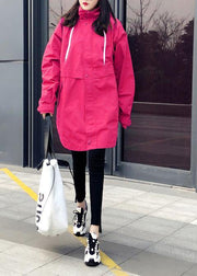 Elegant oversize snow jackets overcoat rose hooded zippered down jacket woman - bagstylebliss