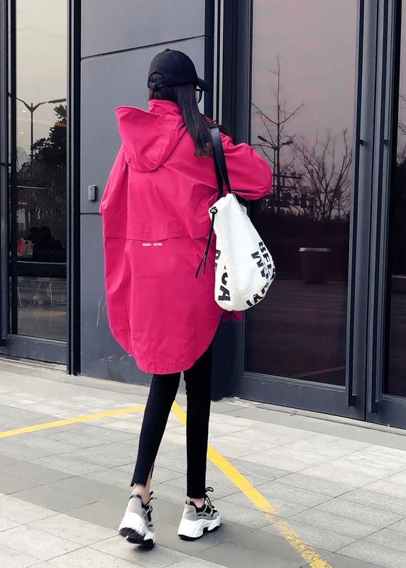 Elegant oversize snow jackets overcoat rose hooded zippered down jacket woman - bagstylebliss