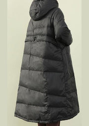 Elegant plus size clothing down dress winter black hooded warm casual women dresses - bagstylebliss