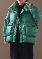 Elegant plus size clothing snow jackets winter overcoat green stand collar duck down coat - bagstylebliss