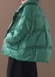 Elegant plus size clothing snow jackets winter overcoat green stand collar duck down coat - bagstylebliss