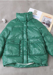 Elegant plus size clothing snow jackets winter overcoat green stand collar duck down coat - bagstylebliss