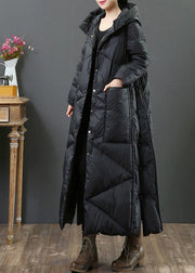 Elegant plus size clothing womens parka Jackets black hooded Button Down down jacket woman - bagstylebliss