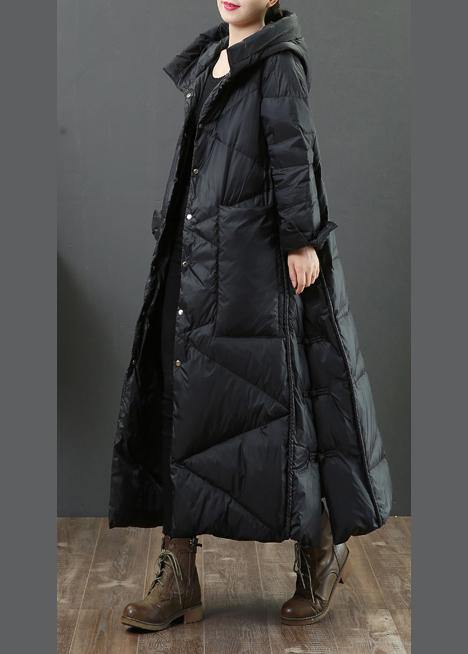 Elegant plus size clothing womens parka Jackets black hooded Button Down down jacket woman - bagstylebliss