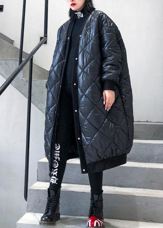 Elegant plus size jacket winter coats black v neck thick winter parkas - bagstylebliss