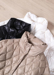 Elegant plus size winter jacket coats white stand collar Button Down duck down coat - bagstylebliss