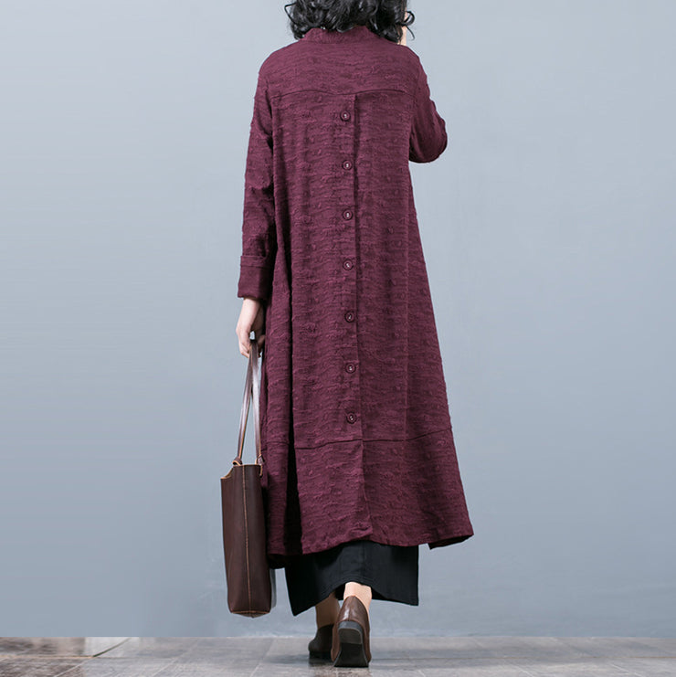 Elegant purple Jacquard maxi coat trendy plus size baggy large hem asymmetrical design trench coat fine patchwork Coat