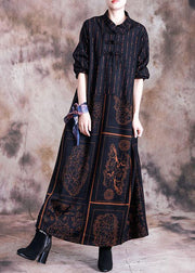 Elegant stand collar woolen clothes Sewing khaki prints Plus Size Dresses fall - bagstylebliss