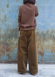 Elegant thick pants khaki Work Outfits wild leg pants - bagstylebliss