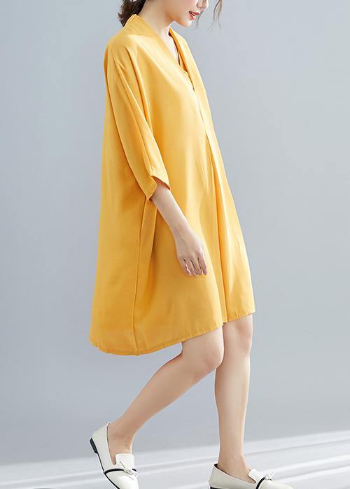 Elegant v neck Chiffon quilting clothes Photography yellow Dress summer - bagstylebliss