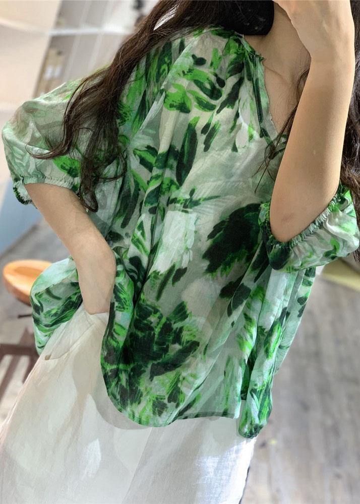 Elegant v neck linen blouses for women Fashion Ideas green prints blouses fall - bagstylebliss