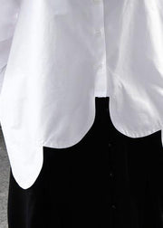 Elegant white cotton clothes For Women asymmetric hem summer shirts - bagstylebliss