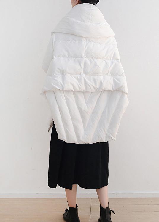 Elegant white warm winter coat plus size stand collar down jacket Dark buckle women coats - bagstylebliss